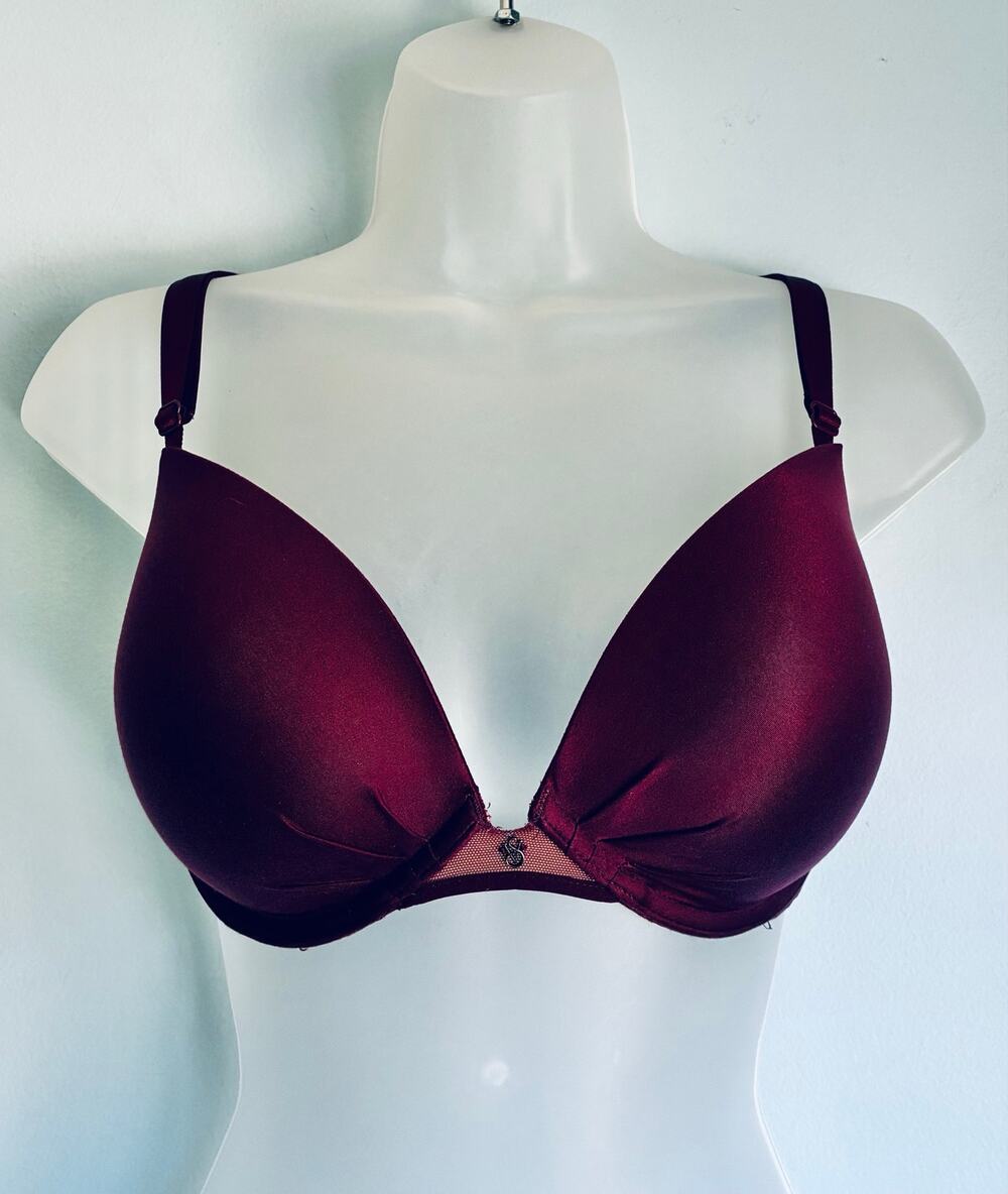 Victoria's Secret Fabulous Push Up Plunge Bra 34DD Padded Wine Color